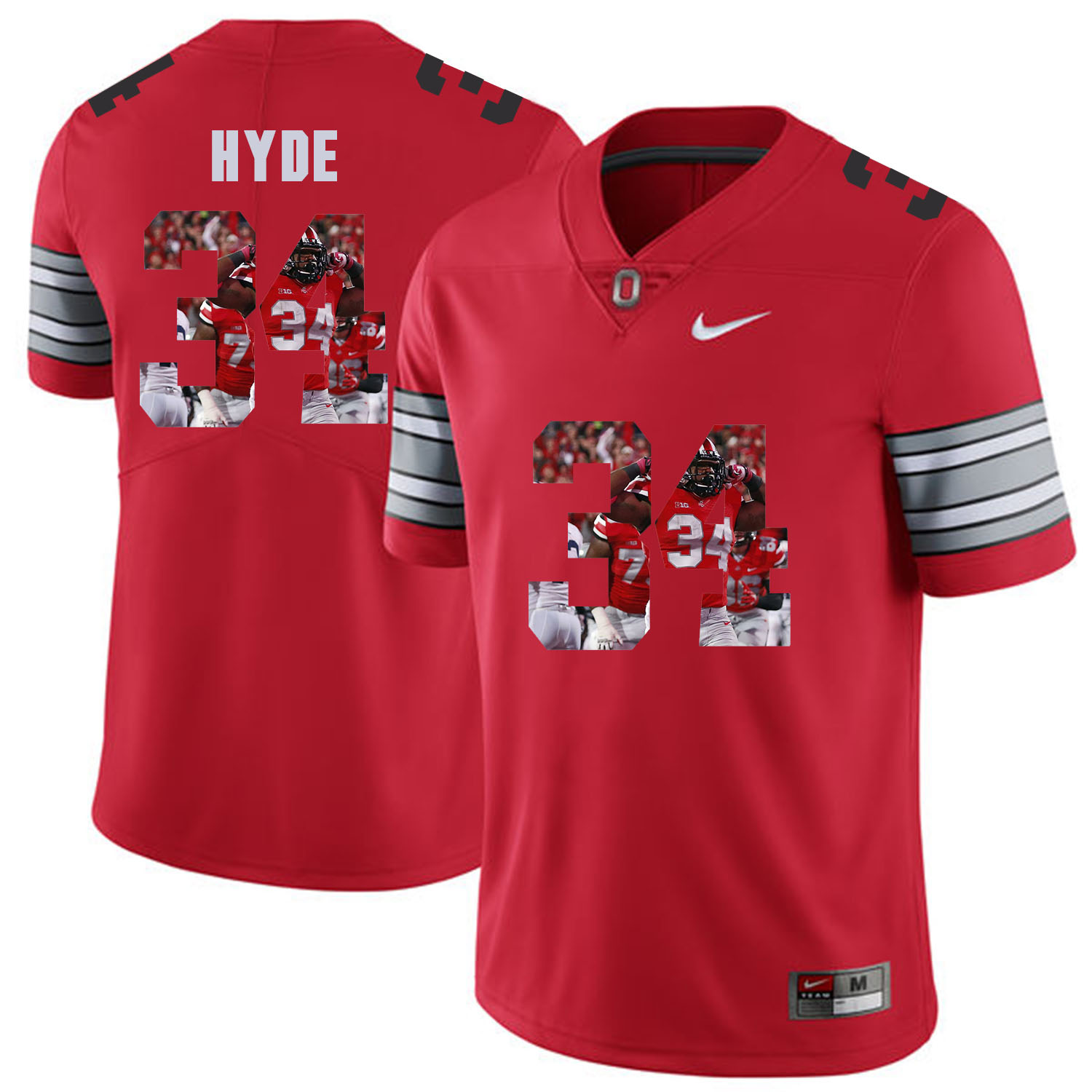 Men Ohio State 34 Hyde Red Fashion Edition Customized NCAA Jerseys